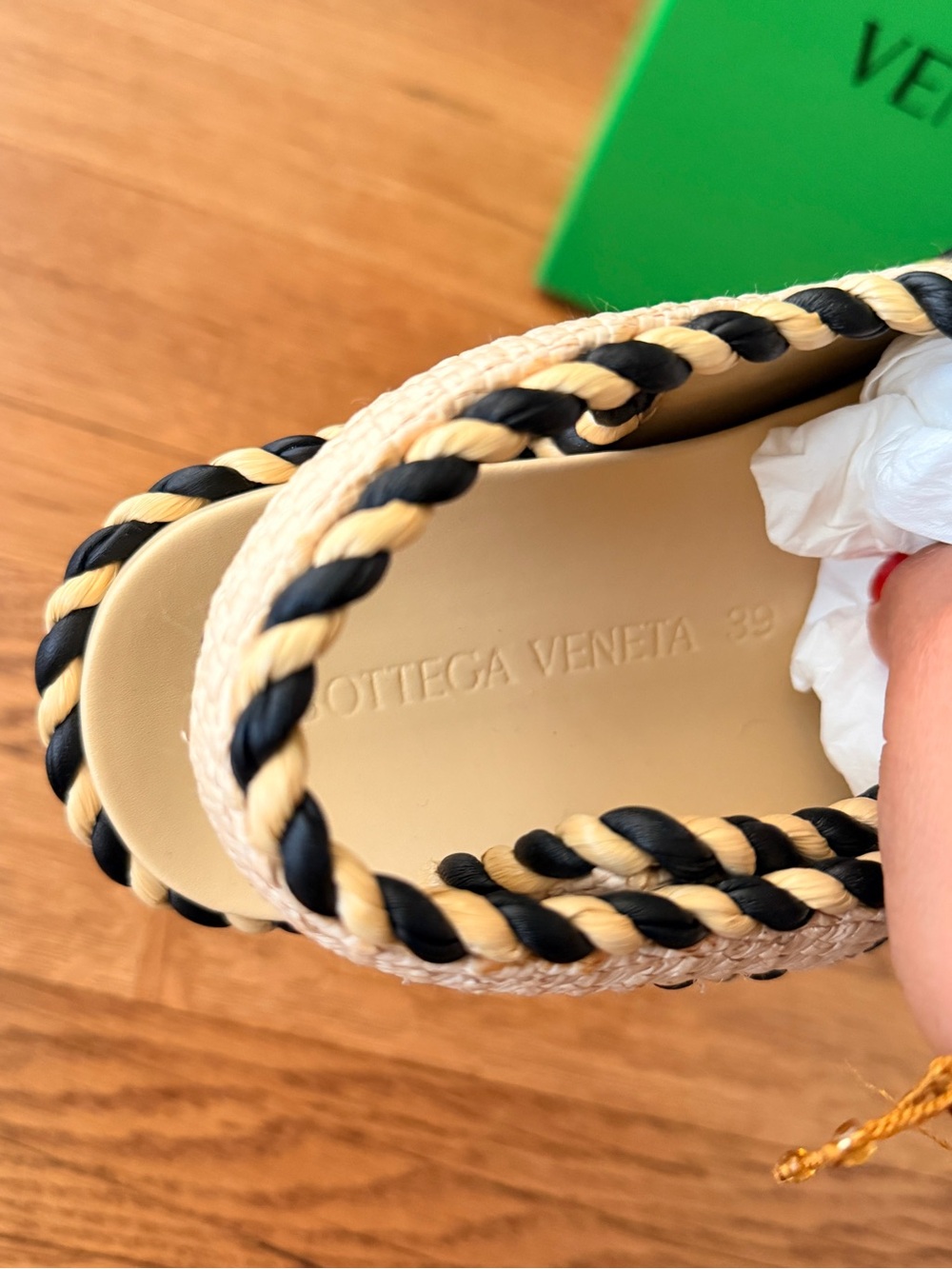 BOTTEGA VENETA Jack Raffia Slingback Sandals - Neutral - Picture 9 of 10